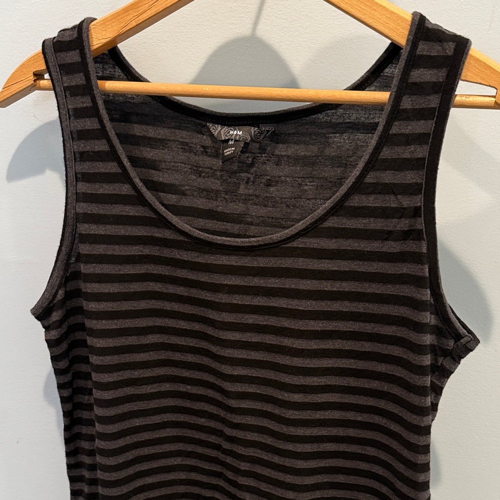 H&M Black and Gray Striped Tank Top
